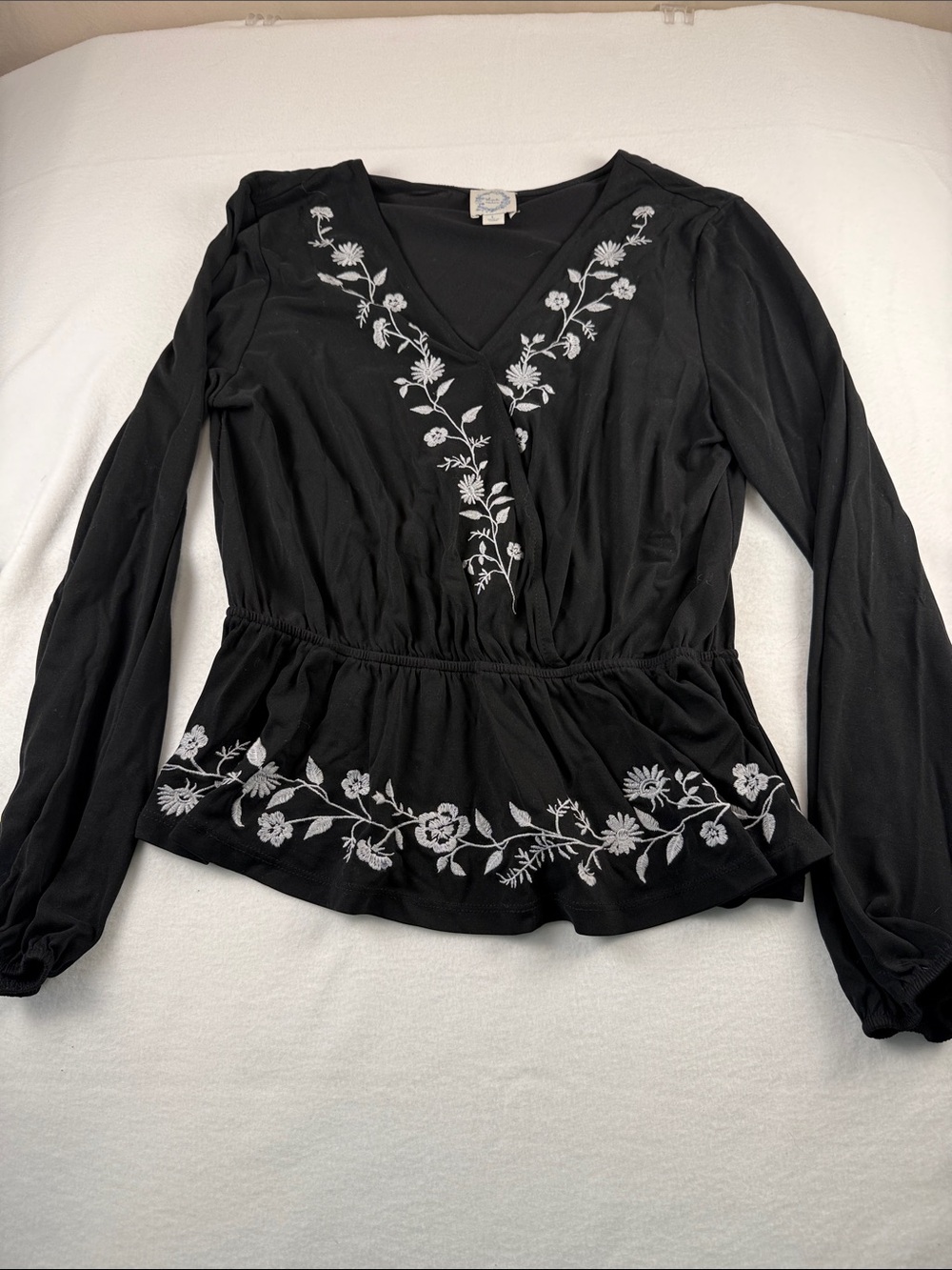 Blue Rain Black Floral Print Blouse - 302